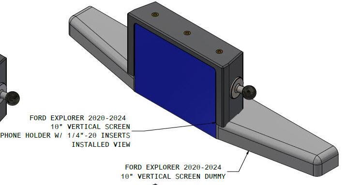 Ford Explorer 10" screen sleeve with 20mm ball mounts